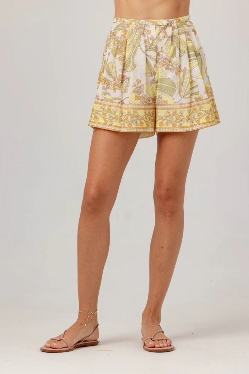 Light Gray Cezanne Shorts in Vintage Botanic Short