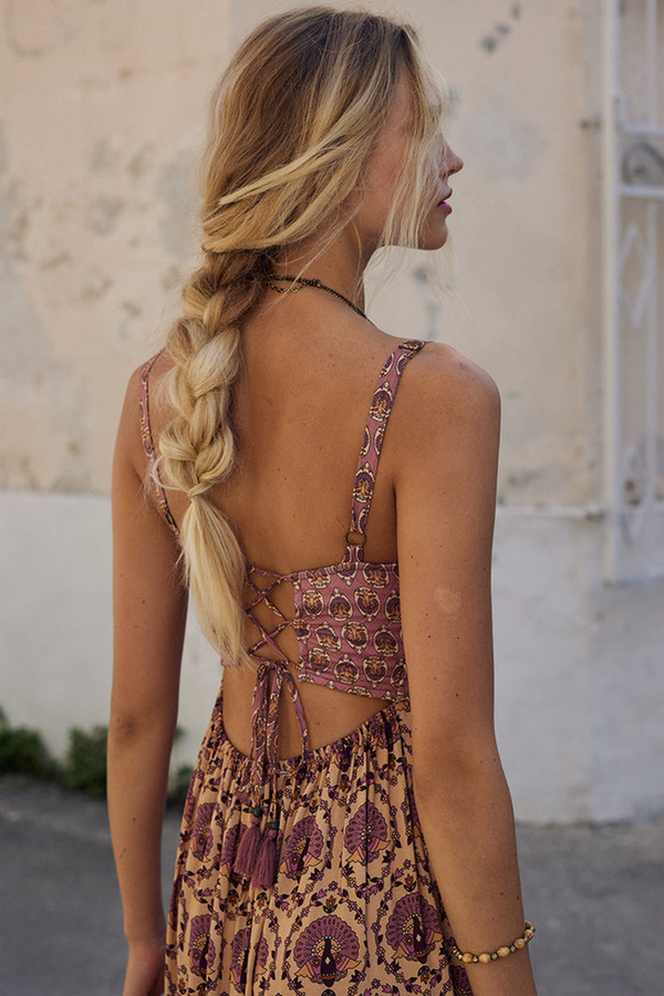 Rosy Brown Château Quilted Strappy Maxi Dress maxi dress