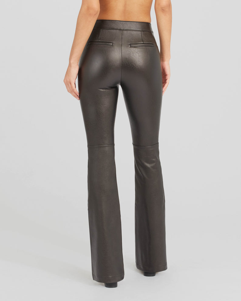 Dark Slate Gray Leather-Like Flare Pant Pant