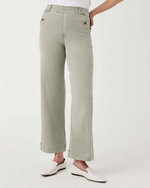 Light Gray Stretch Twill Cropped Wide Leg Pant Pant