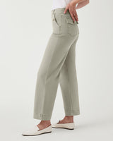 Light Gray Stretch Twill Cropped Wide Leg Pant Pant