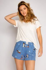 Light Gray Hanukkah Dogs Flannel Shorts Short