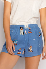 Gray Hanukkah Dogs Flannel Shorts Short
