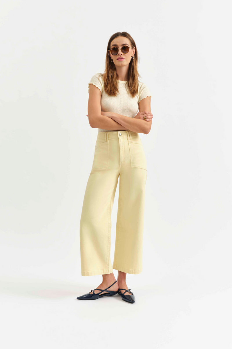 Beige Valley Girl Wide Leg Ankle | Sunny Jeans
