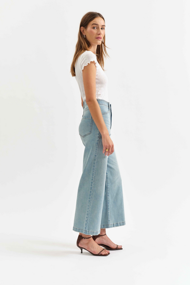 White Smoke Valley Girl Wide Leg Ankle | Romcom Jeans