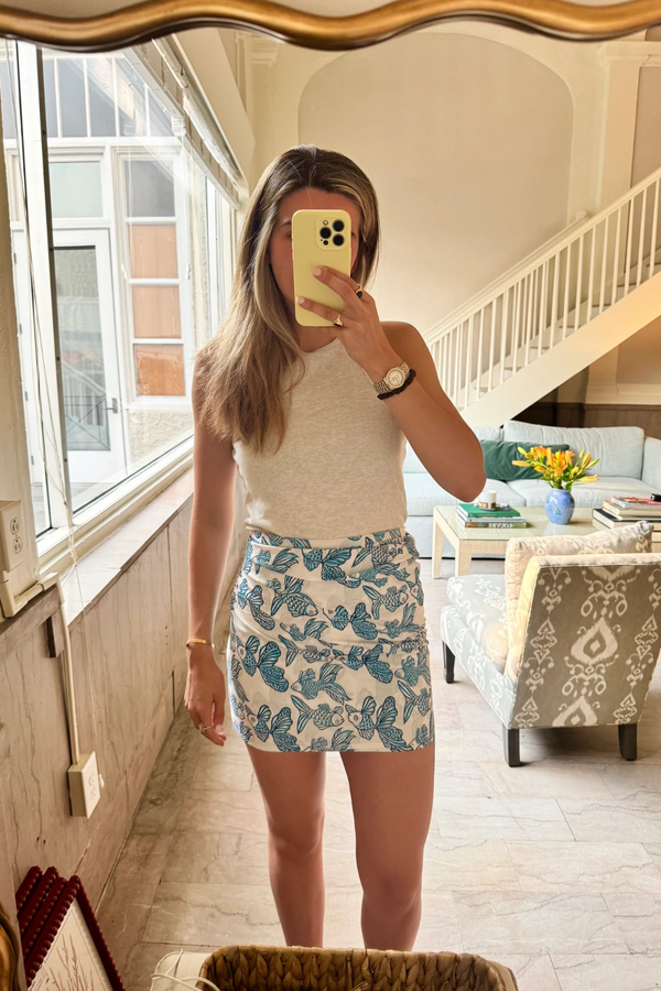 Tan Fish Sarong in Blue/White Sarong