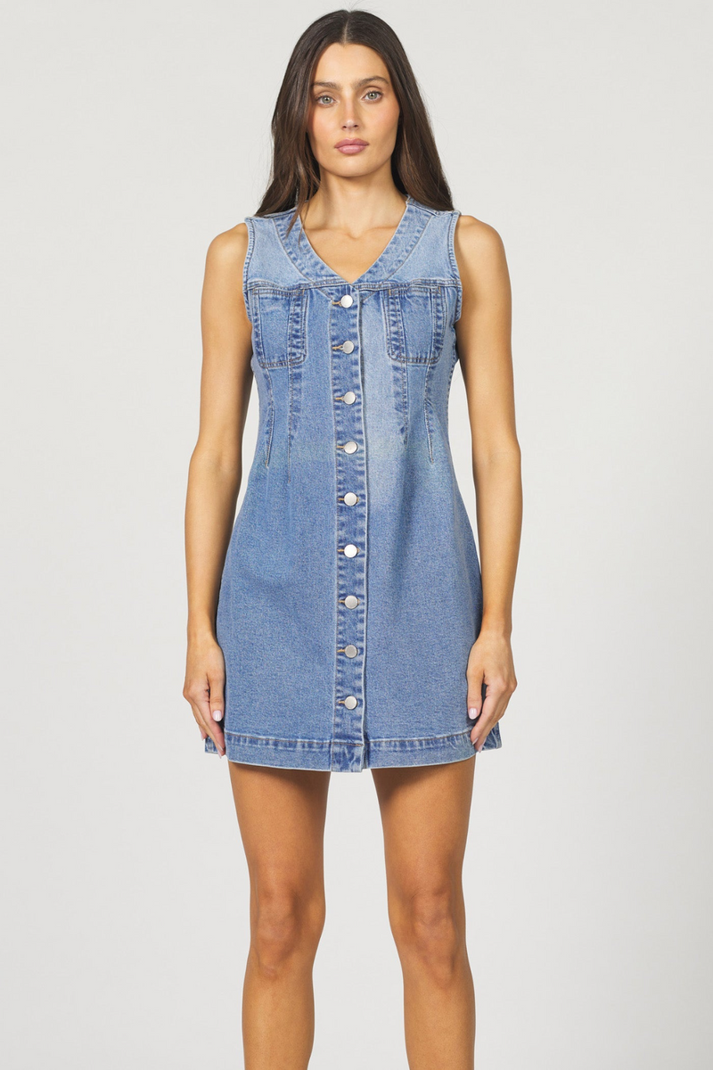 Light Gray Sabrina Denim Dress Mini Dress