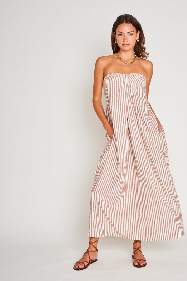 Light Gray Rosalyn Dress in Sedona Stripe Maxi Dress