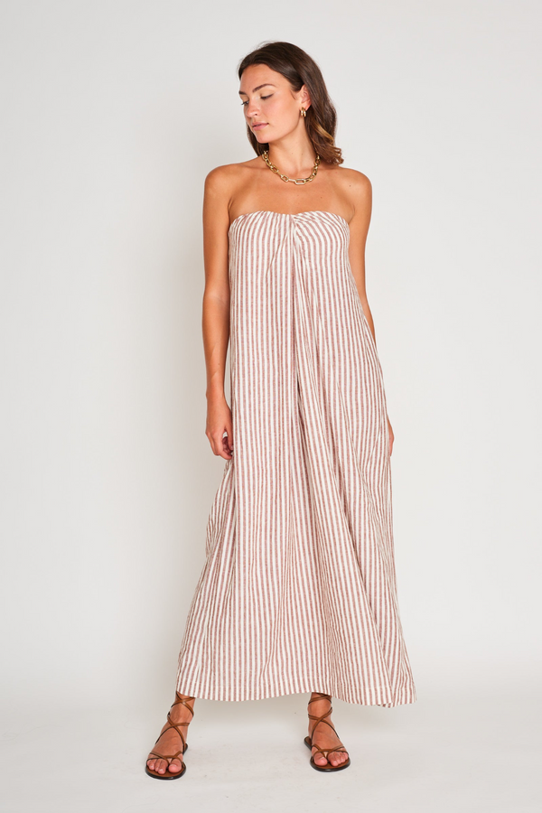 Light Gray Rosalyn Dress in Sedona Stripe Maxi Dress