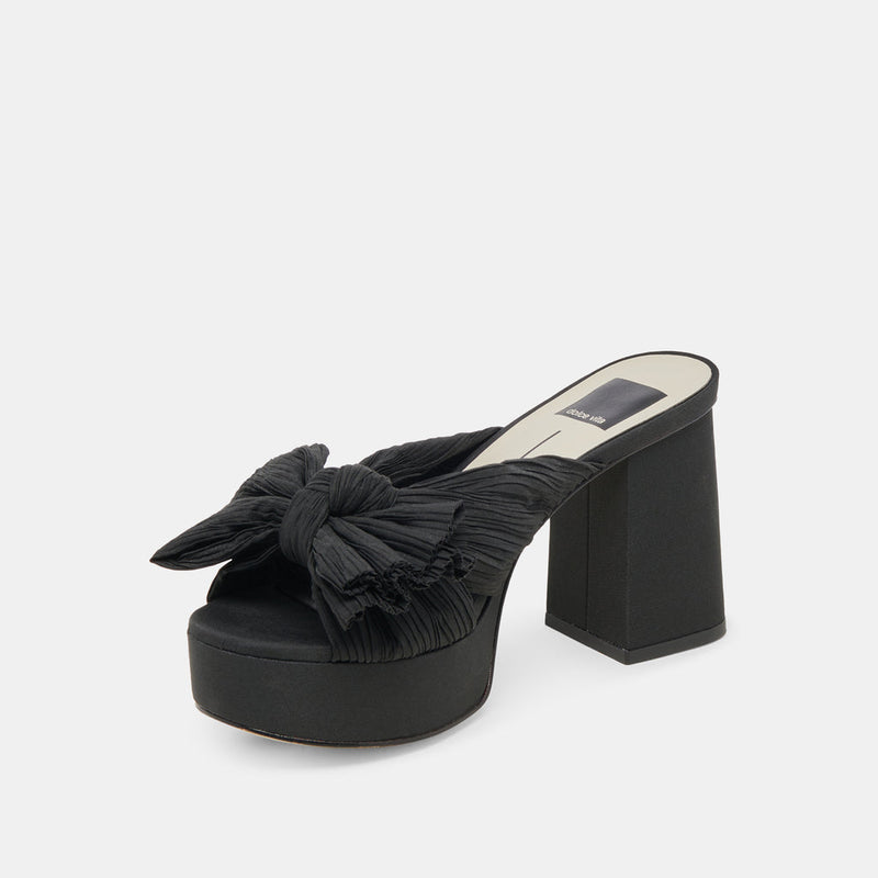 Dark Slate Gray Blair Heels | Onyx Satin Heel