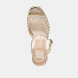 White Smoke Peyten Heels| Light Gold Woven Stella Heel