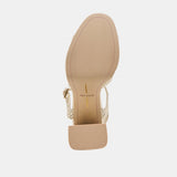 White Smoke Peyten Heels| Light Gold Woven Stella Heel