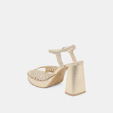 White Smoke Peyten Heels| Light Gold Woven Stella Heel