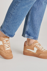 Light Gray Notice Sneaker | Brown Suede Sneaker