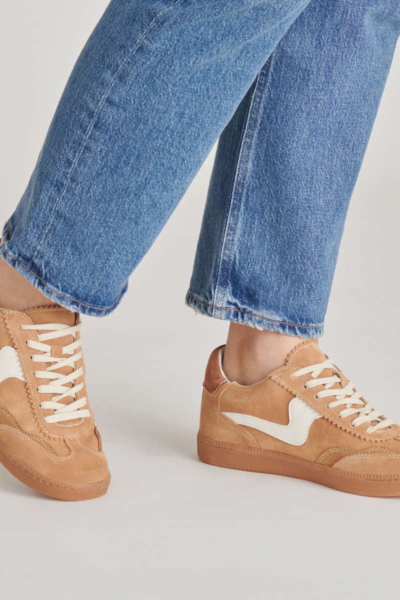 Light Gray Notice Sneaker | Brown Suede Sneaker