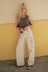 Tan The Show Off Denim High Rise Bowed Jeans