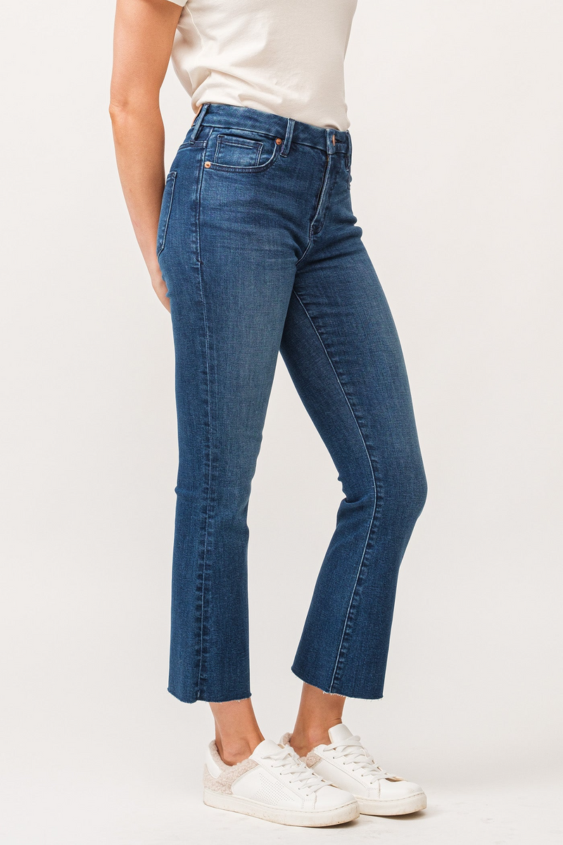 Dark Slate Gray Jeanne Mid Rise Cropped Flare Jeans | Violet Blue Jeans