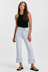 Lavender Holly Super High Rise Cuffed Straight Jean - Positano Jeans