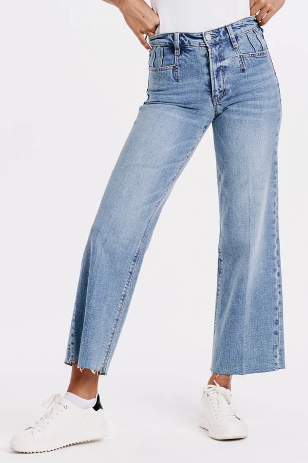Lavender Holly Super High Rise Wide Hem Straight Jean - Crescent Jeans