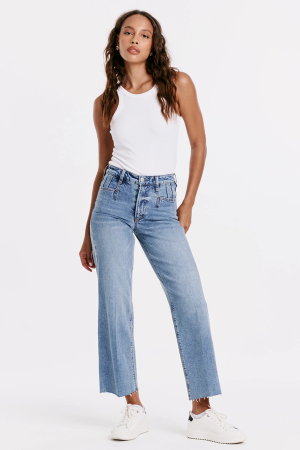 Lavender Holly Super High Rise Wide Hem Straight Jean - Crescent Jeans