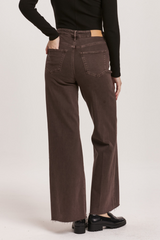 Light Gray Fiona High Rise Wide Leg Jean | Mocha Brown Jeans