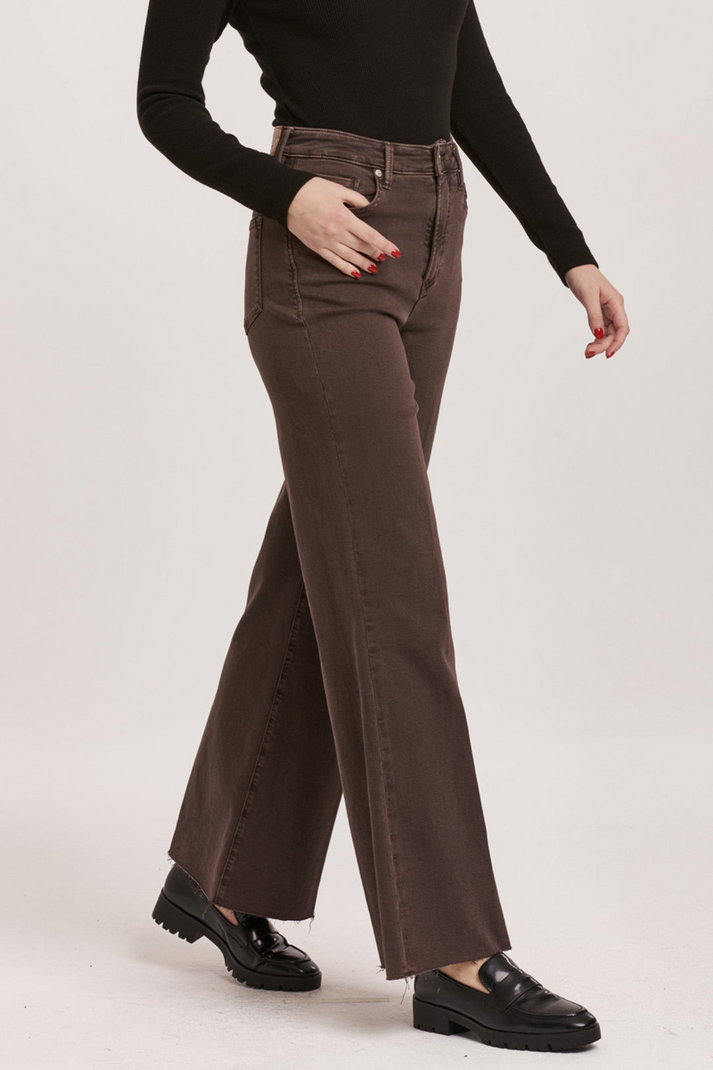 Light Gray Fiona High Rise Wide Leg Jean | Mocha Brown Jeans