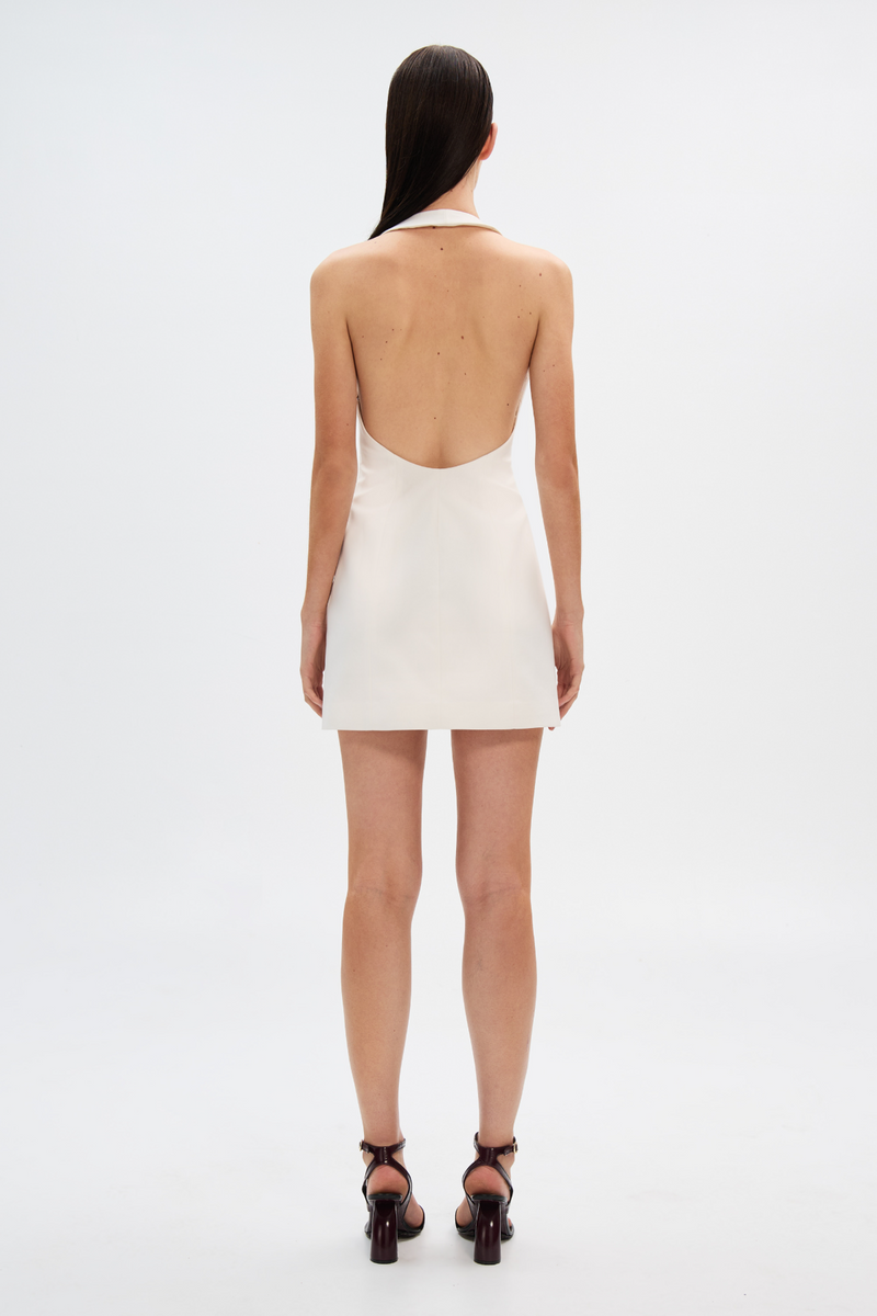 Beige Pearl Sateen Mini Dress Mini Dress