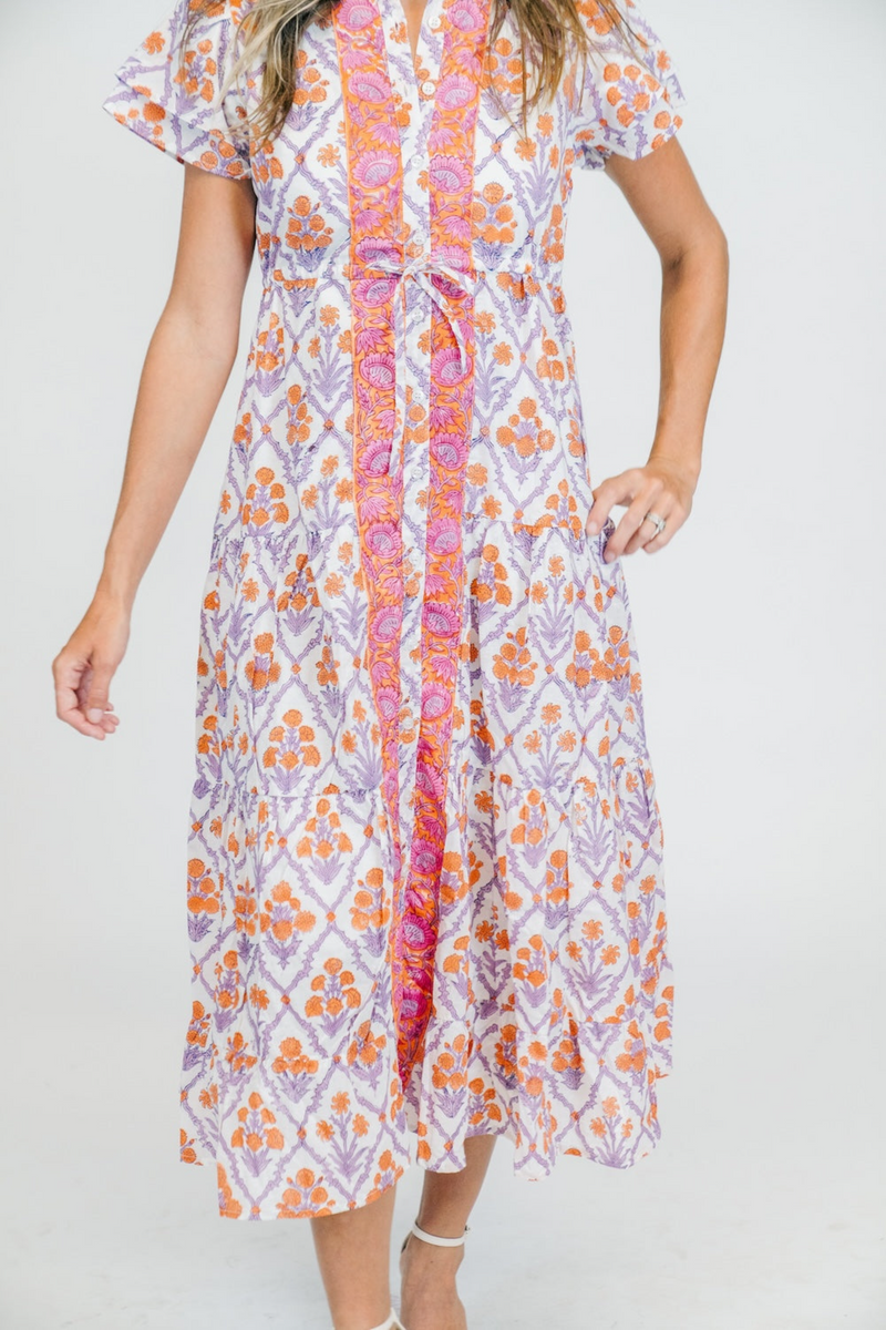 Light Gray Magnolia Flutter | Gardenia Midi Dress