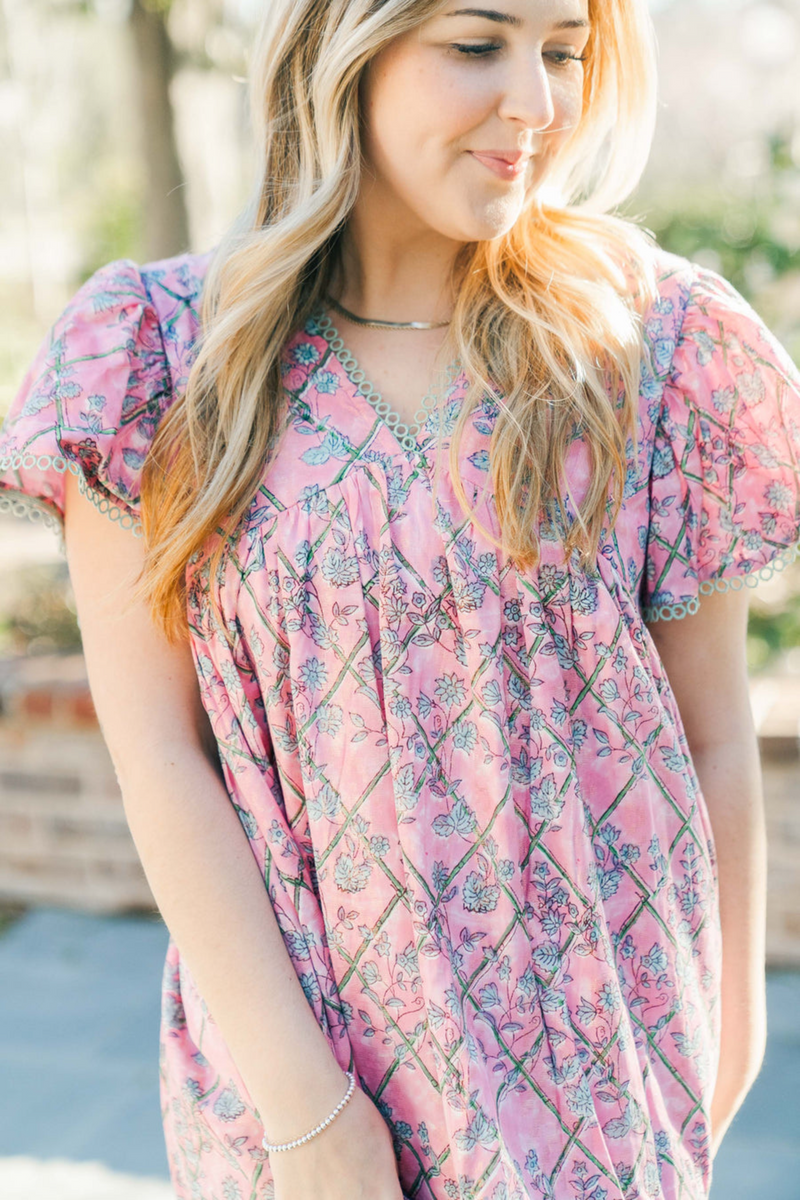 Gray Greta Mini | Cherry Blossom Mini Dress