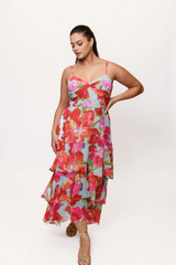 Kennedi Dress in Mint Watercolor Pastel Orchids