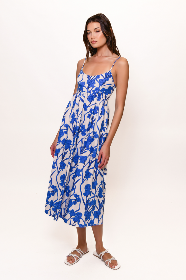 Brixton Dress in Cobalt Vining Orchids