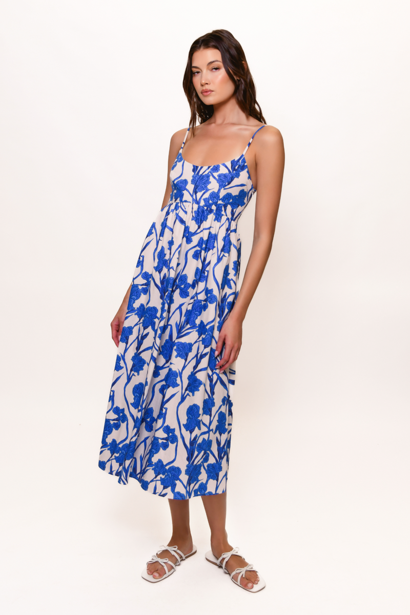 Brixton Dress in Cobalt Vining Orchids