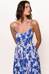 Brixton Dress in Cobalt Vining Orchids
