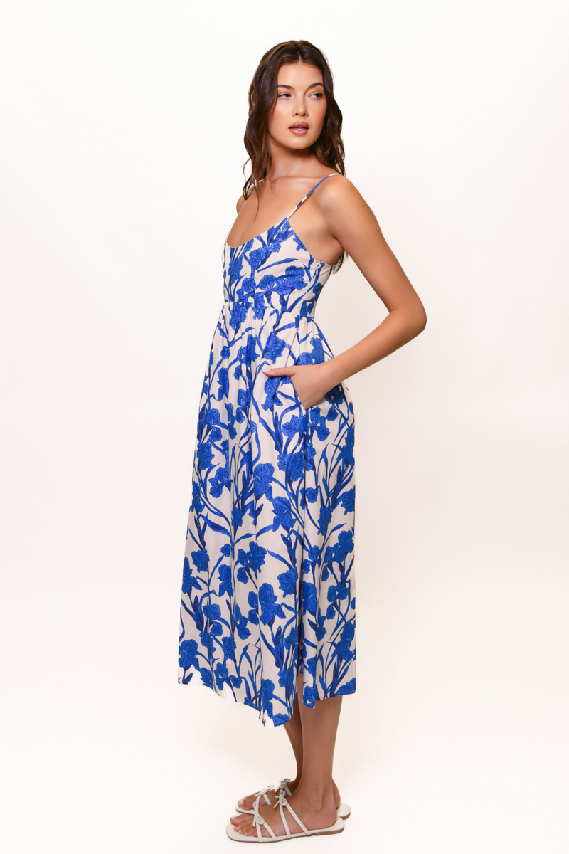 Brixton Dress in Cobalt Vining Orchids