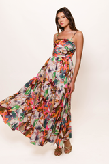 Bethy Dress in Blush Messy Rainbow Watercolor Floral