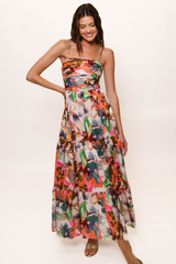 Bethy Dress in Blush Messy Rainbow Watercolor Floral