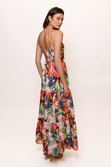 Bethy Dress in Blush Messy Rainbow Watercolor Floral