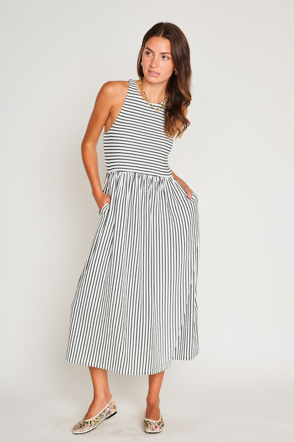 Renzo Dress in Black & White Stripe