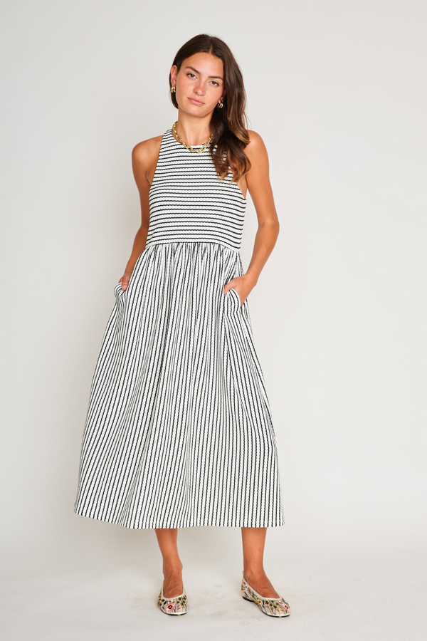 Renzo Dress in Black & White Stripe
