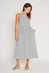 Renzo Dress in Black & White Stripe