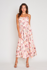 Antique White Clara Dress in Pink Floral Maxi Dress