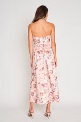 Light Gray Clara Dress in Pink Floral Maxi Dress