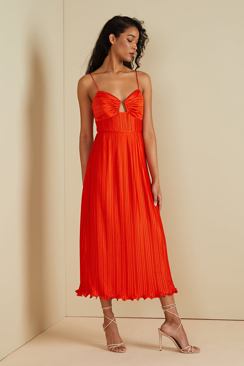 Tan Dannie | Pleated Midi Dress Formal Dress