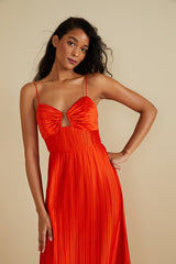 Tan Dannie | Pleated Midi Dress Formal Dress