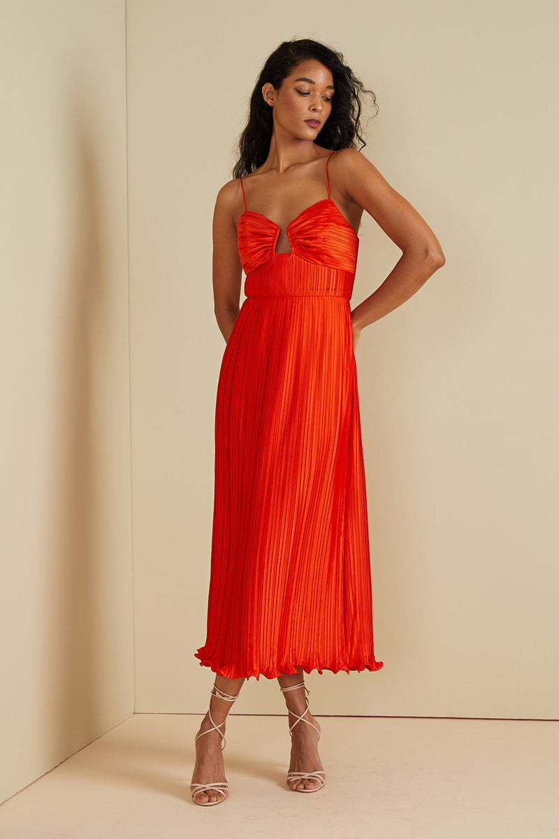 Tan Dannie | Pleated Midi Dress Formal Dress