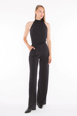 White Smoke Backless Halter Jumpsuit Jumpsuit