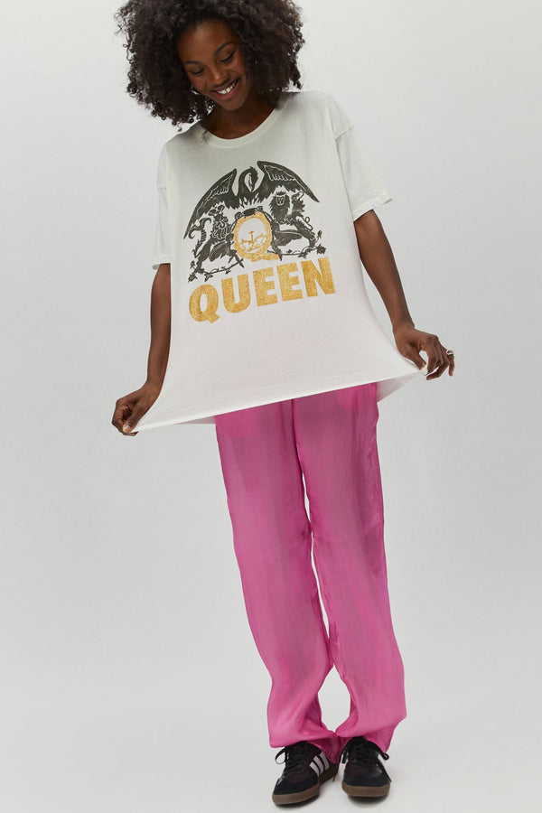 Light Gray Queen Glitter Crest Merch Tee Graphic Tee