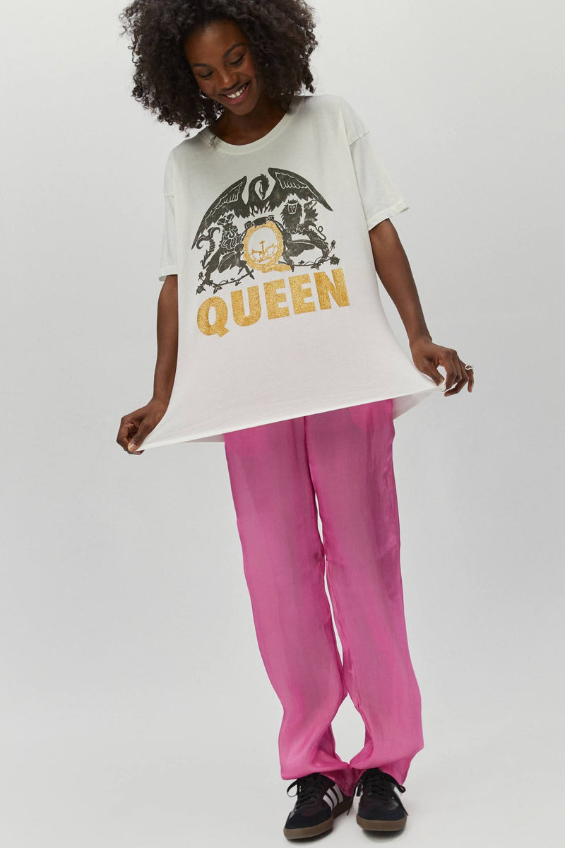 Light Gray Queen Glitter Crest Merch Tee Graphic Tee