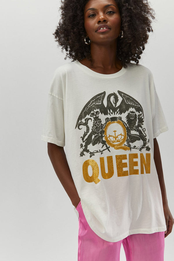 Light Gray Queen Glitter Crest Merch Tee Graphic Tee