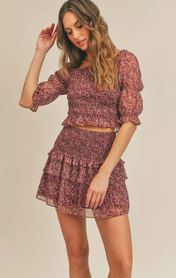 Tan Dear Rosaline Smocked Top Shirts & Tops